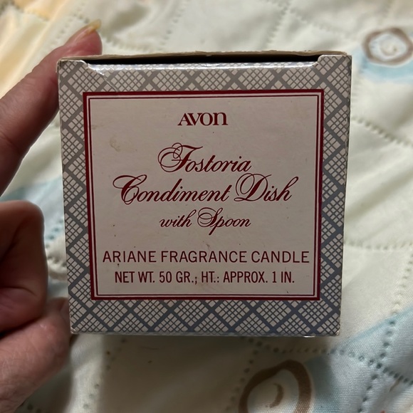 Avon Fostoria Condiment with Dish Spoon Ariane Candle 1981 Hand Cut Crystal Dish - Picture 2 of 12